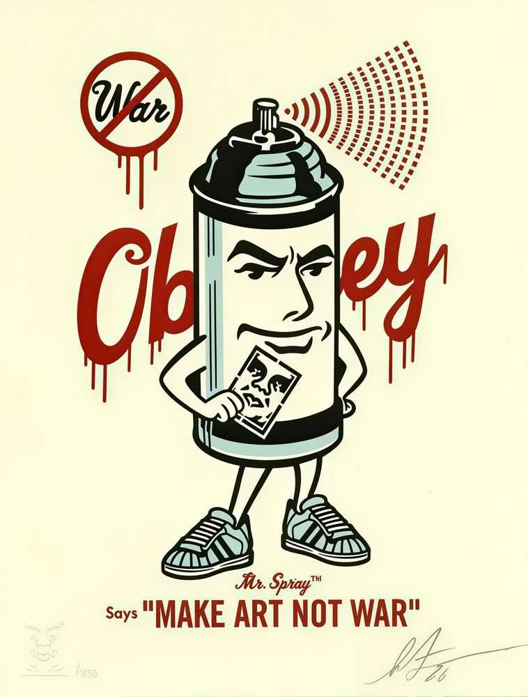 Shepard Fairey (Obey), ‘MR. SPRAY’, 2026, Print, Letterpress on cream cotton paper with hand-deckled edges, Obey Giant, Numbered