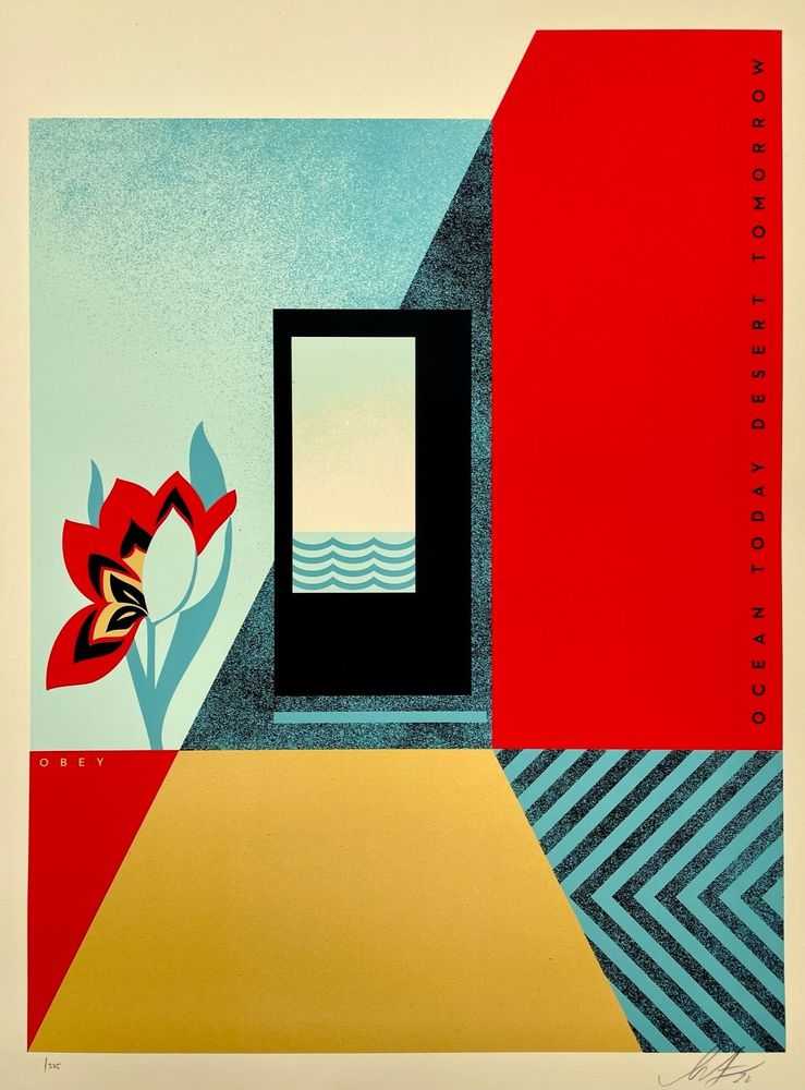 Shepard Fairey (Obey), ‘Ocean Today Desert Tomorrow’, 2022, Print, Screenprint on cream Speckletone paper, null, Numbered, Dated