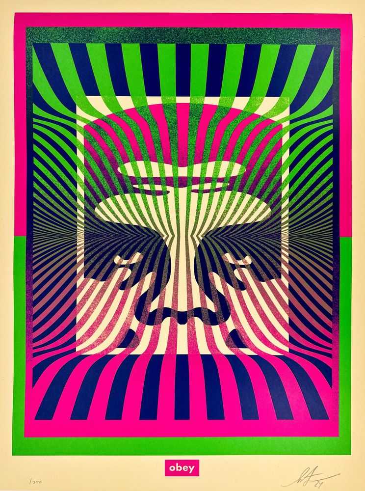 Shepard Fairey (Obey), ‘Op-Art Icon (Green Gradient)’, 2024, Print, Screenprint on cream Speckletone paper, null, Numbered, Dated