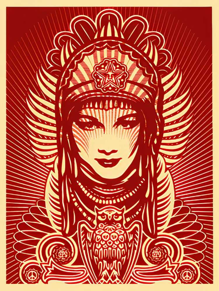 Shepard Fairey (Obey), ‘Peace Goddess (Burgundy)’, 2007, Print, Screenprint in colours on speckled cream paper, Self-released, Numbered, Dated