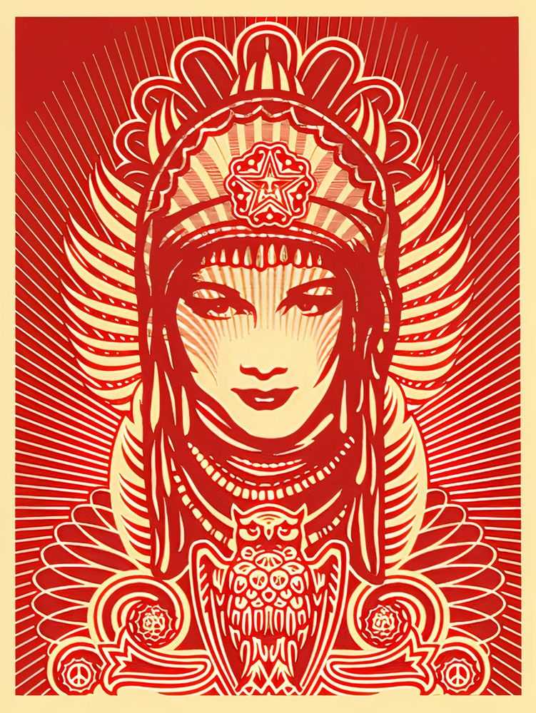 Shepard Fairey (Obey), ‘Peace Goddess (Red)’, 2007, Print, Screenprint in colours on speckled cream paper, Self-released, Numbered, Dated