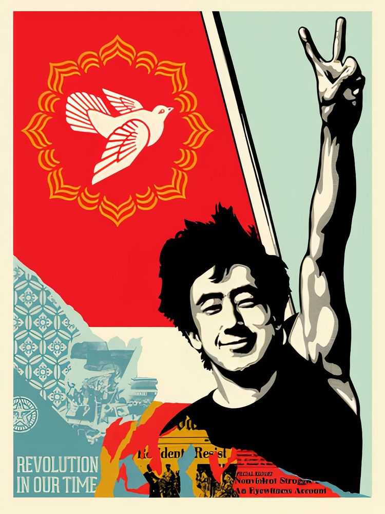 Shepard Fairey (Obey), ‘Revolution In Our Time’, 2020, Print, Screenprint in colours on speckled paper, Self-released, Numbered, Dated