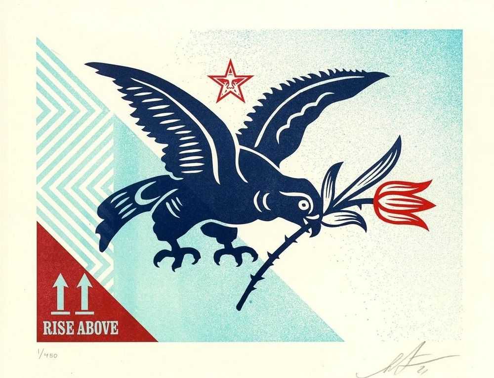 Shepard Fairey (Obey), ‘Rise Above Bird’, 2021, Print, Letterpress on cream cotton paper with hand deckled edge, Self-released, Numbered, Dated