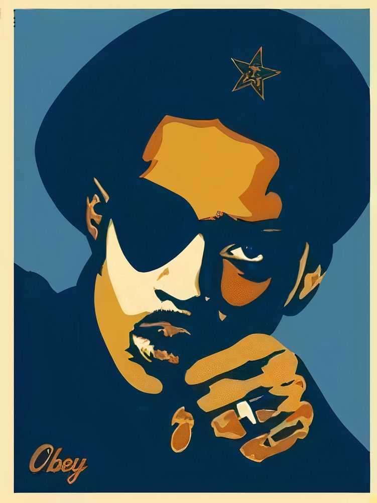 Shepard Fairey (Obey), ‘Slick Rick (Blue)’, 2004, Print, Screenprint in colours on cream speckled paper, Self-released, Numbered, Dated