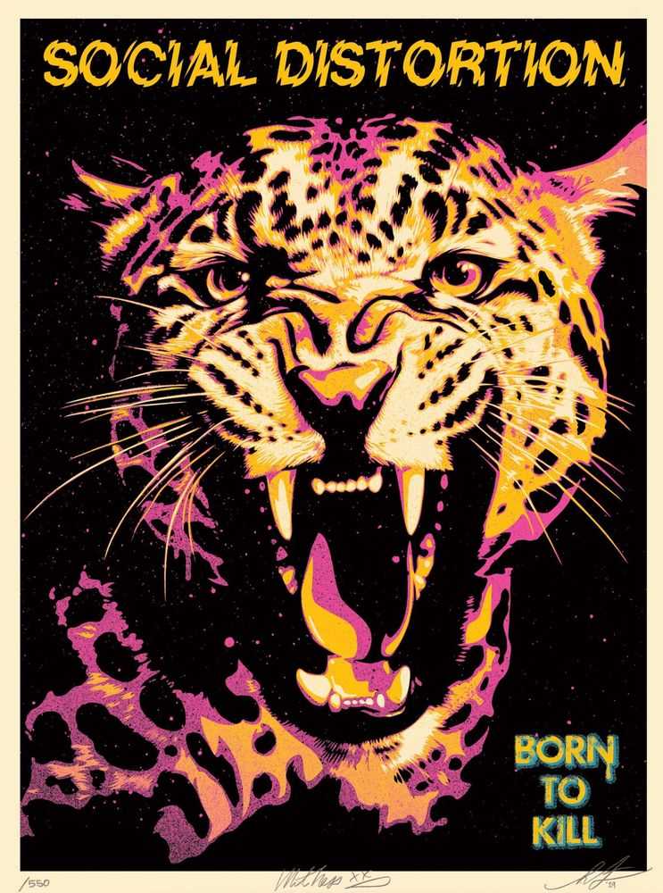 Shepard Fairey (Obey), ‘Social Distortion Born to Kill’, 2026, Print, Screen print on 80# cream Speckletone paper, Obey Giant, Numbered