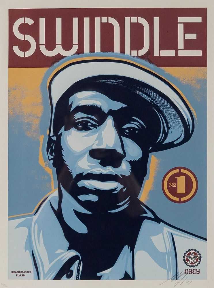 Shepard Fairey (Obey), ‘Swindle 1 (Grandmaster Flash)’, 2004, Print, Screenprint in colours, null, Numbered, Dated