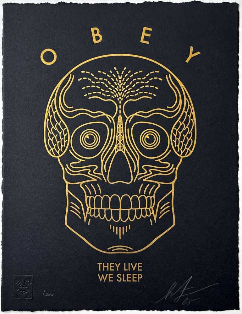 Shepard Fairey (Obey), ‘They Live We Sleep (Black)’, 2025, Print, Letterpress print on cream, deckled-edge 300gsm fine-art paper, null, Numbered, Dated