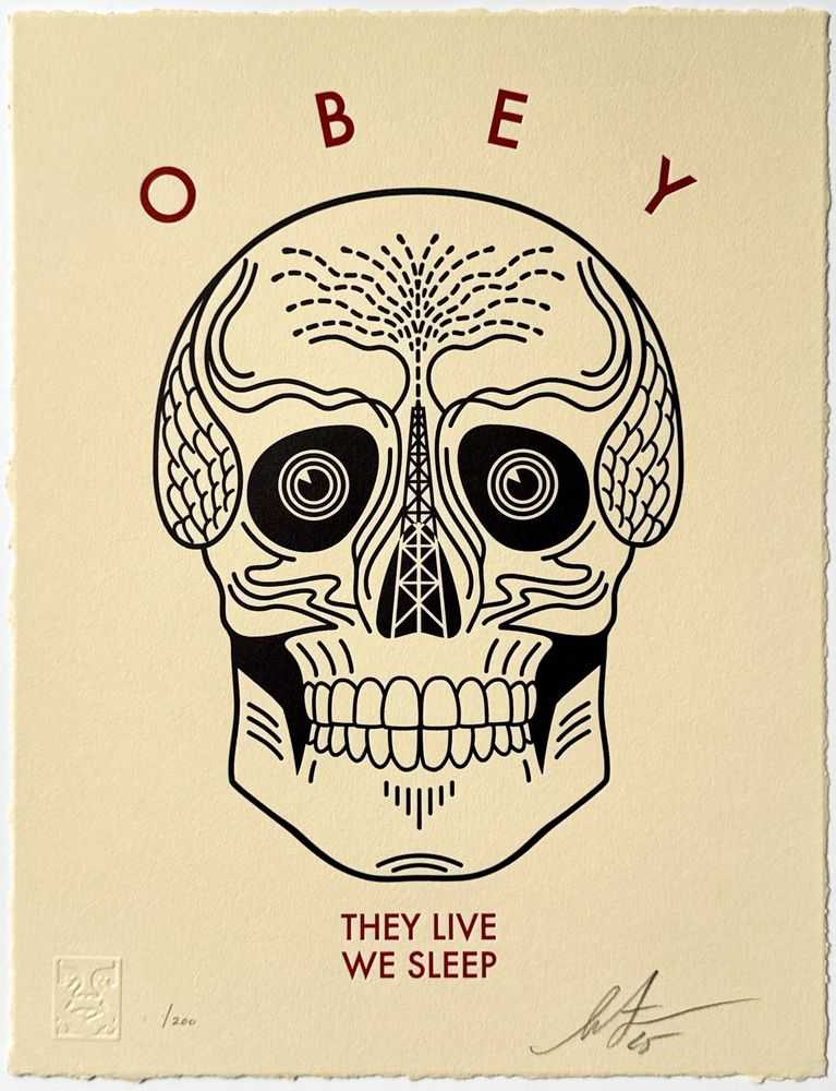 Shepard Fairey (Obey), ‘They Live We Sleep (Cream)’, 2025, Print, Letterpress print on cream, deckled-edge 300gsm fine-art paper, null, Numbered, Dated