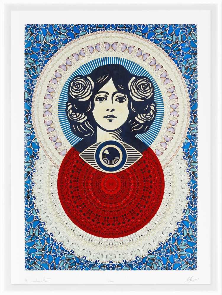 Shepard Fairey (Obey), ‘Third Eye Butterfly Mandala (Blue - Large)’, 2026, Print, Giclée print on smooth cotton rag, null, Numbered, Framed