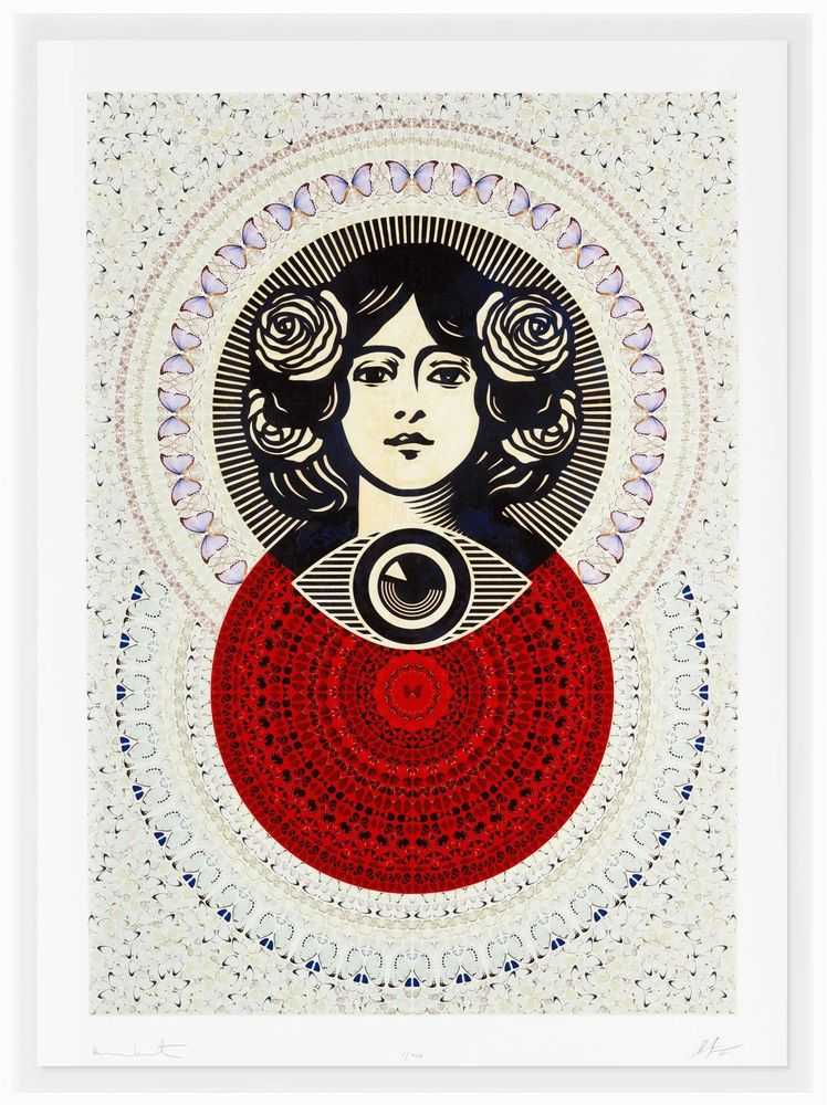 Shepard Fairey (Obey), ‘Third Eye Butterfly Mandala (Cream - Small)’, 2026, Print, Giclée print on smooth cotton rag, null, Numbered, Framed