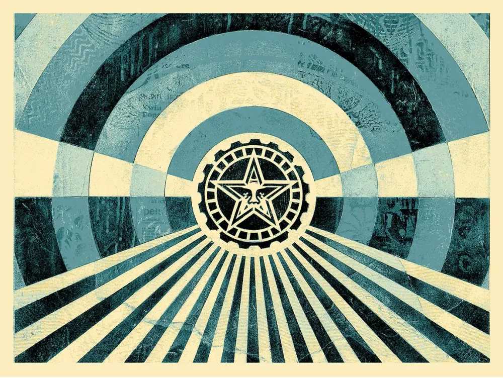 Shepard Fairey (Obey), ‘Tunnel Vision (Alternative Blue)’, 2018, Print, Screenprint in colours on speckled paper, Self-released, Numbered, Dated