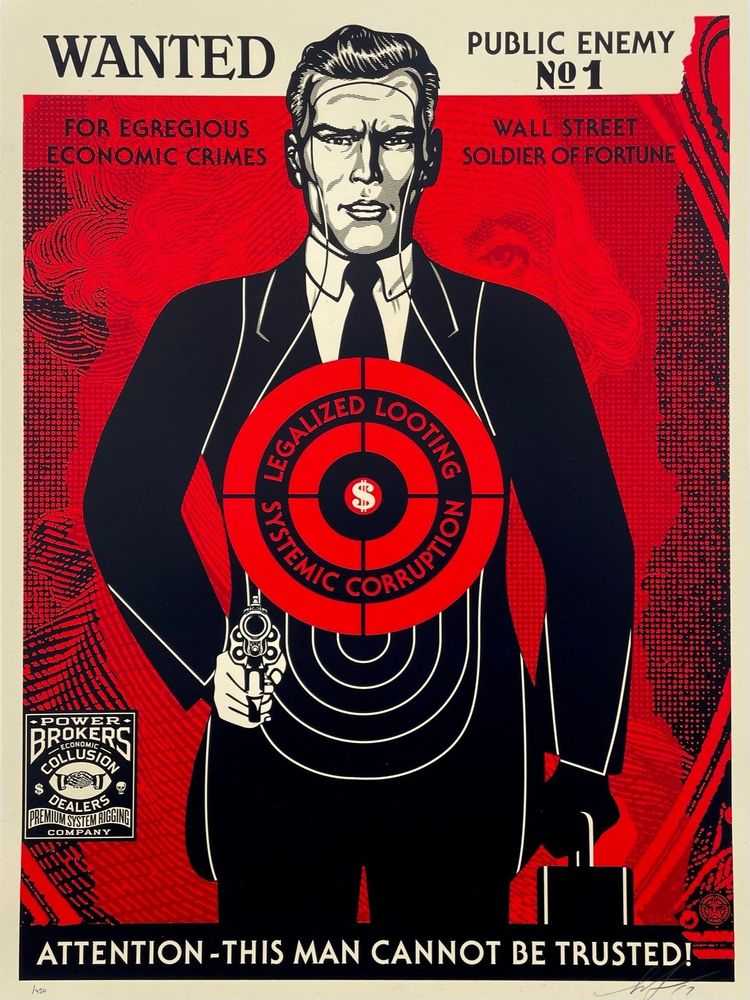 Shepard Fairey (Obey), ‘Wall Street Public Enemy’, 2017, Print, Screenprint on cream Speckletone paper, null, Numbered, Dated