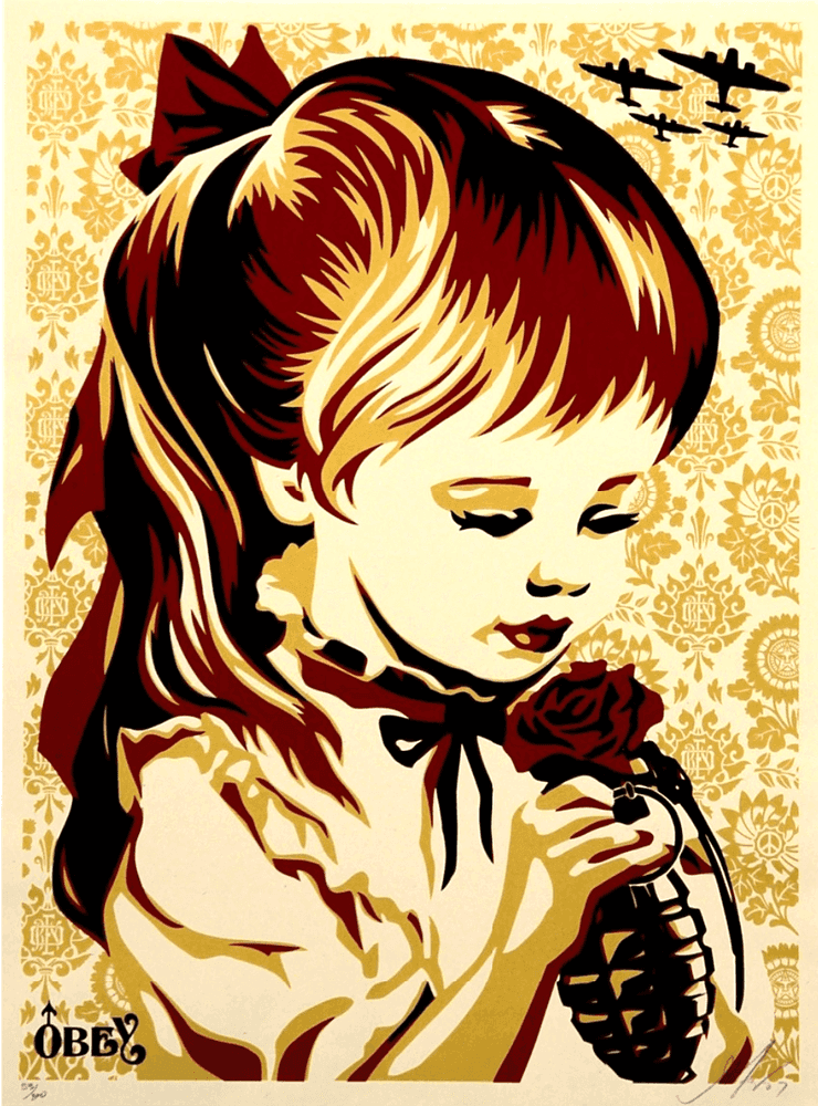 Shepard Fairey (Obey), ‘War By Numbers (Gold)’, 2007, Print, Screenprint in colours on speckled cream paper, Self-released, Numbered, Dated