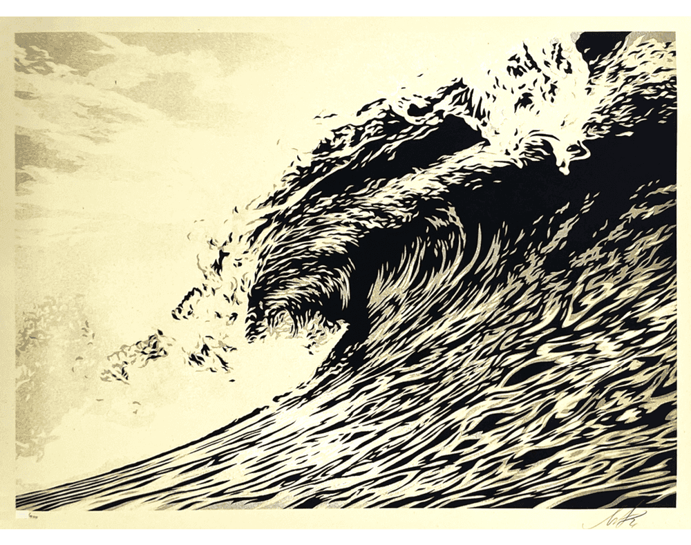 Shepard Fairey (Obey), ‘Wave Of Distress (Sepia)’, 2021, Print, Screenprint in colours on speckled paper, Self-released, Numbered, Dated
