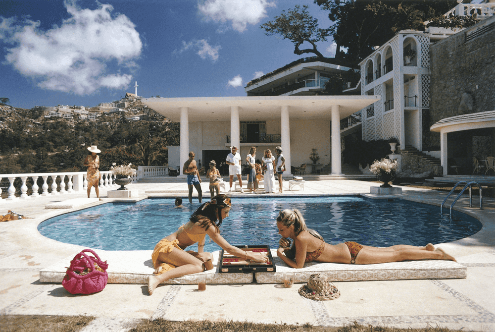 Slim Aarons, ‘Poolside Backgammon (Medium)’, 1972, Photography, C-Type Print, null, Numbered
