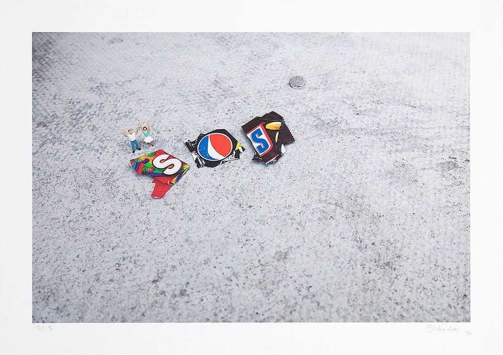 Slinkachu, ‘SOS’, 19-07-2019, Print, Archival Fine Art Print on Hahnemuhle Photo Rag Paper with a screenprinted varnish layer, Thinkspace Gallery, Numbered