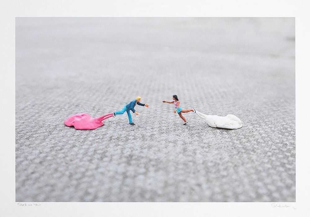 Slinkachu, ‘Stuck On You’, 19-07-2019, Print, Archival Fine Art Print on Hahnemuhle Photo Rag Paper with a screenprinted varnish layer, Thinkspace Gallery, Numbered