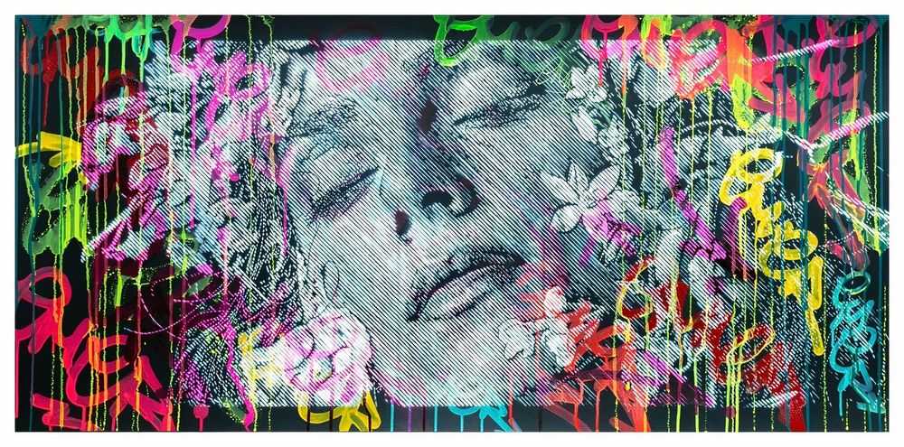 Snik, ‘While The World Decays - Fluro’, 2023, Print, Original hand-cut stencil, acrylic, ink, and spray paint on paper, Galerie Mona Lis'1art, Numbered