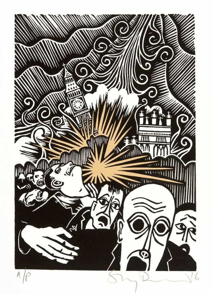Stanley Donwood, ‘British Exit’, 05-11-2016, Print, 3 colour screenprint on Somerset Satin 300gsm acid free and archival paper, Self-released, Numbered