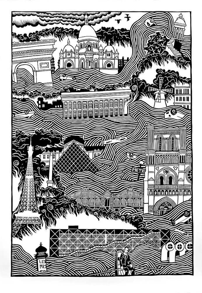 Stanley Donwood, ‘Paris Apocalypse’, 2020, Print, Linocut Print, Urbanartfair, Numbered, Dated