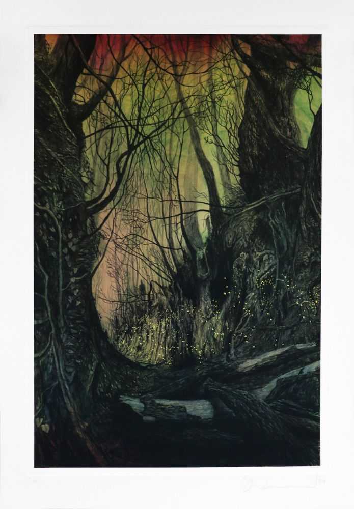 Stanley Donwood, ‘Watching (2022)’, 2022, Print, 23ct Gold Leaf and Marbled Copper Gilding Background with 8 Colour Screenprint Overlays on Paper, null, Numbered