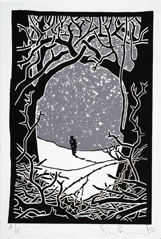 Stanley Donwood, ‘Winter Smeuse’, 2015, Print, 3 colour screenprint printed on acid free archival 300gsm Somerset Satin, Self-released, Numbered, Dated