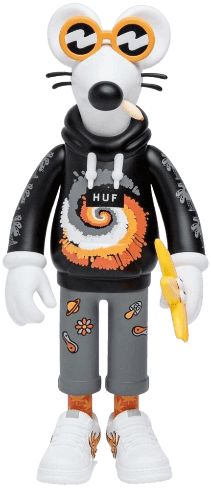 Steven Harrington, ‘Doobie the Skate Rat (HUF Orange)’, 30-12-2021, Sculpture, Custom vinyl figure, HUF, 