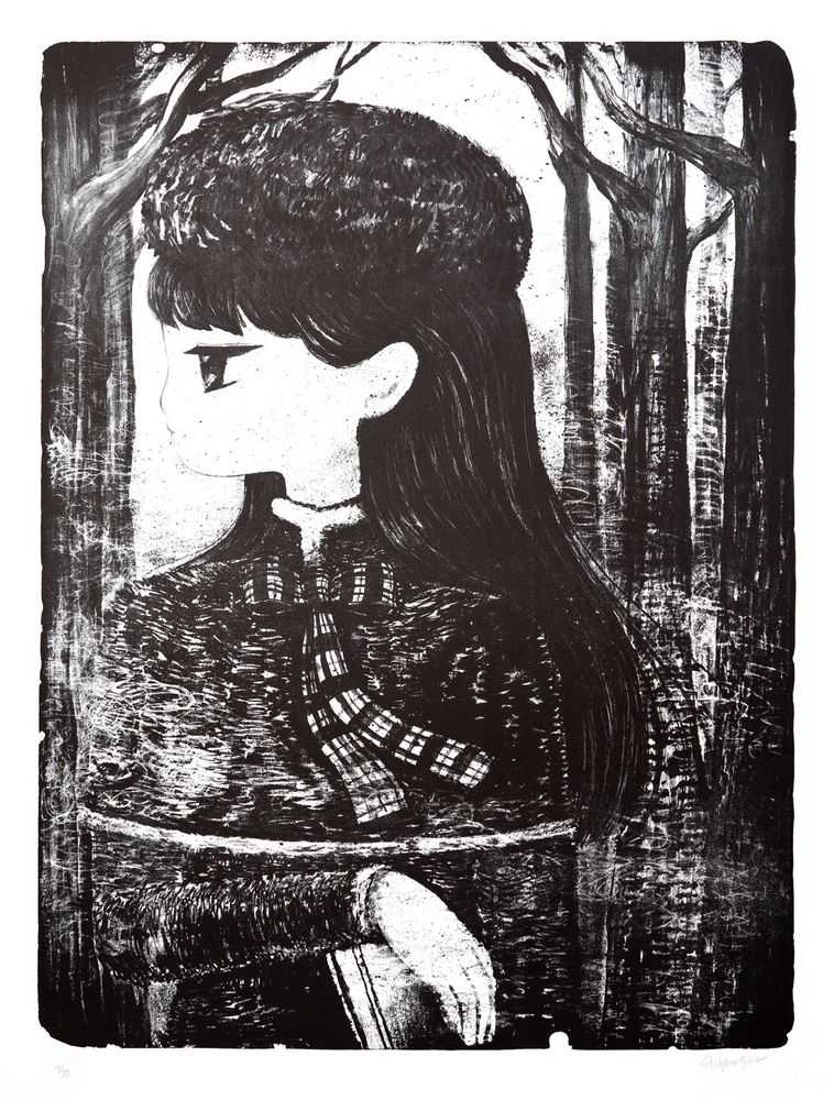 Stickymonger, ‘Faith’, 13-12-2021, Print, 1-colour lithograph on stone printed with Marinoni press lithographic, hand cut on BFK Rives 300 g, Print Them All, Numbered