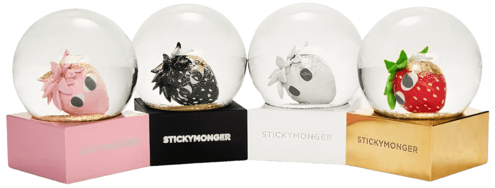 Stickymonger, ‘Strawberry Crystal Ball Full Set’, 25-03-2022, Sculpture, Crystal Ball encasing the strawberry in a clear case placed on a wooden base with a copper nameplate, K11 Design Store, 