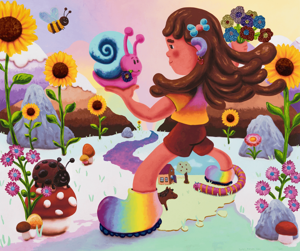 Super Future Kid, ‘I Beg Your Garden’, 11-03-2022, Print, Archival pigment print with 26 additional silkscreen layers – including glow-in-the-dark ink, high gloss varnishes and glitter – on 505gsm Somerset Enhanced Radiant White Satin paper, Avant Arte, Numbered