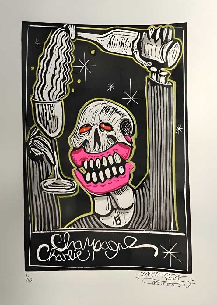 Sweet Toof, ‘Champagne Charlie’, 04-05-2019, Print, Linocut, Self Released, Numbered, Handfinished