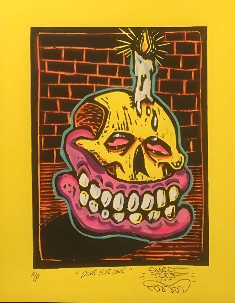 Sweet Toof, ‘Dine For One (Yellow)’, 08-01-2020, Print, Linocut, Self Released, Numbered, Handfinished