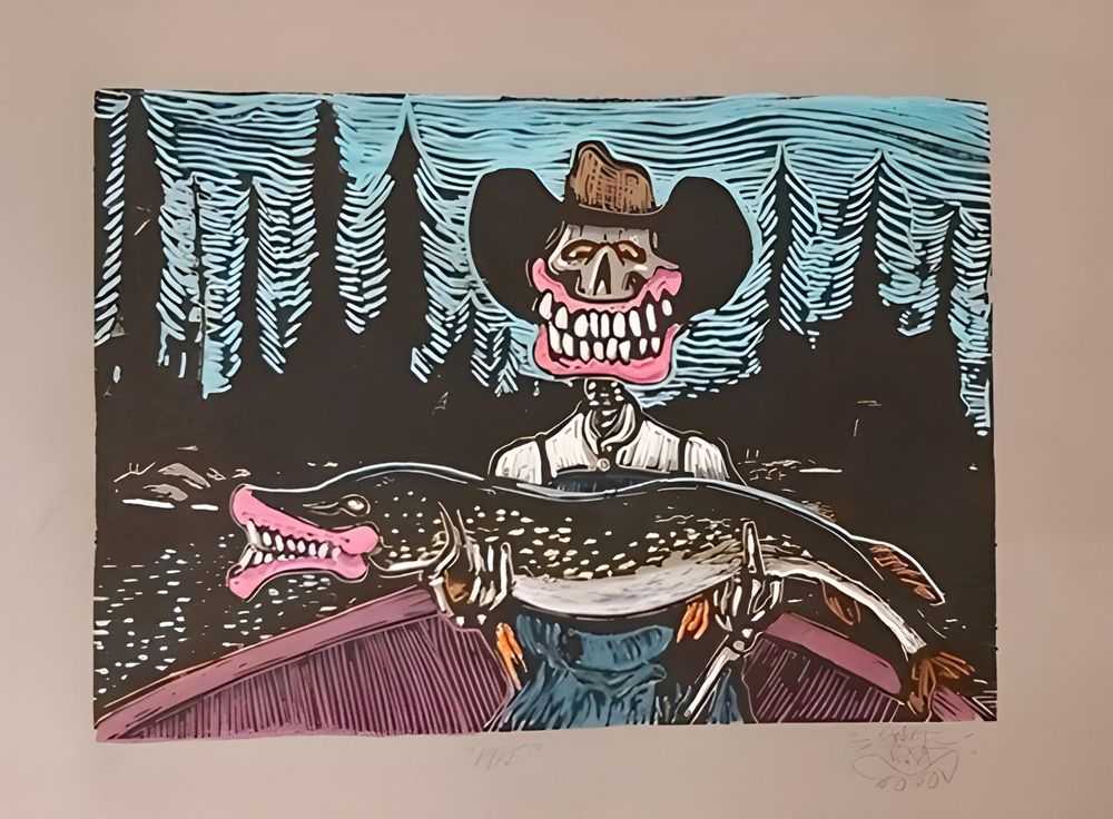 Sweet Toof, ‘Pike’, 06-10-2020, Print, Linocut, Self Released, Numbered, Handfinished