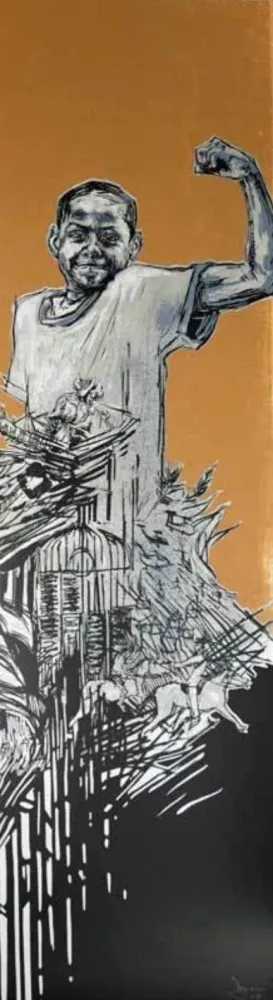 Swoon, ‘Boy (Strong)’, 30-11-2007, Print, 6 Colour screenprint on 410gsm Somerset Satin White Paper, Black Rat Press, Numbered