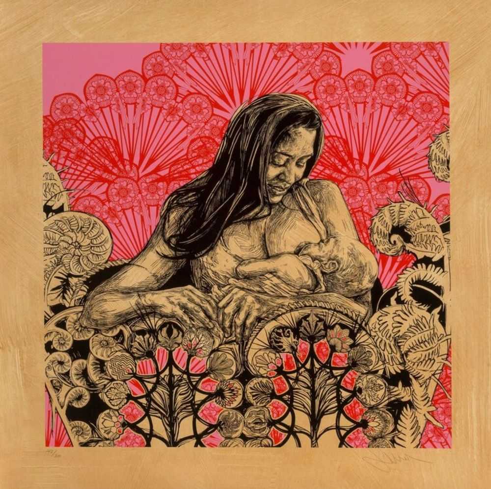 Swoon, ‘Dawn And Gemma’, 09-12-2014, Print, 3 Color Screenprint, on hand stained 310gsm Coventry Rag , Paper Monster, Numbered