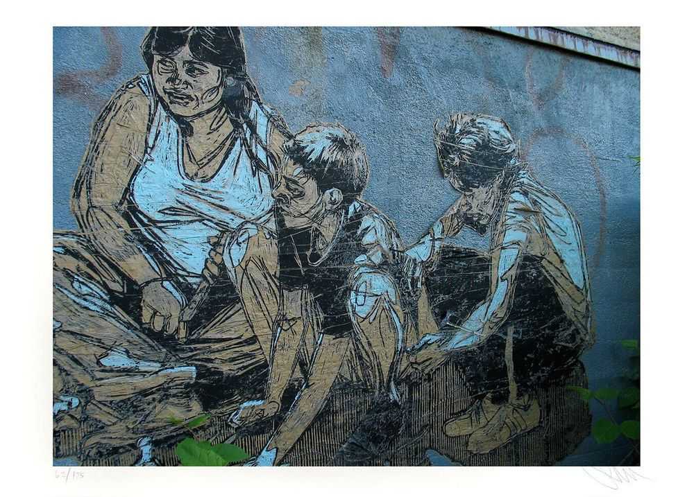 Swoon, ‘Pigeon Feeding Family, Brooklyn 2005’, 09-07-2019, Print, Inkjet print on heavyweight rag, Self-released, Numbered