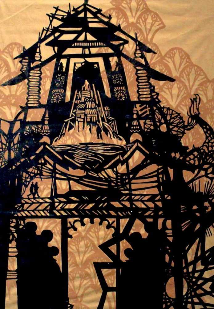 Swoon, ‘Temple’, 12-12-2010, Print, Two-layer screenprint on fabric, Konbit Shelter, Numbered