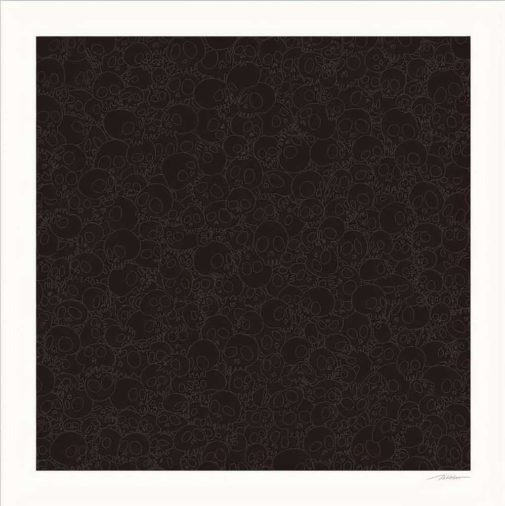 Takashi Murakami, ‘Black Skulls Square’, 01-07-2020, Print, Silkscreen printed on paper with spray pain, NTWRK, Numbered, Handfinished