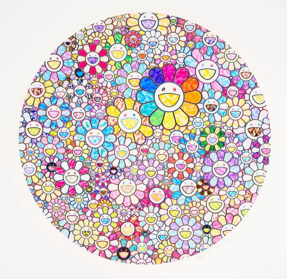 Takashi Murakami, ‘Happy x A Trillion Times: Flower’, 22-02-2020, Print, Offset lithograph with cold stamp, Kaikai Kiki Co., Ltd., Numbered