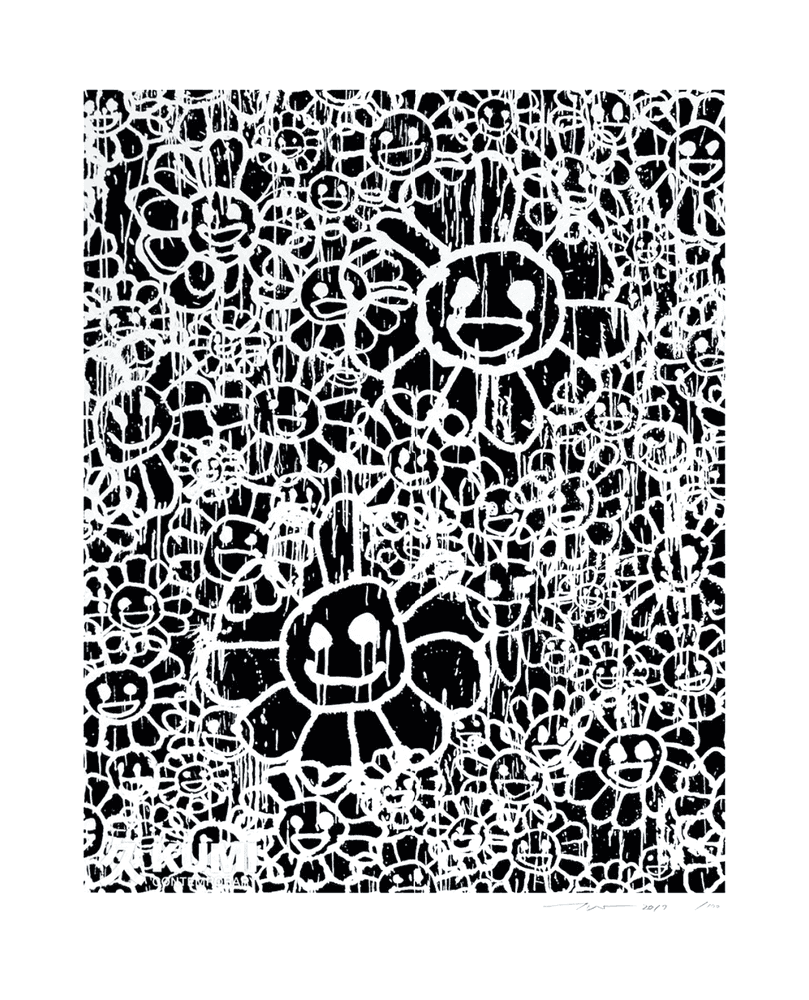 Madsaki, ‘Flowers Black A’, 2017, Print, Screenprint, Kaikai Kiki Co., Ltd., Numbered