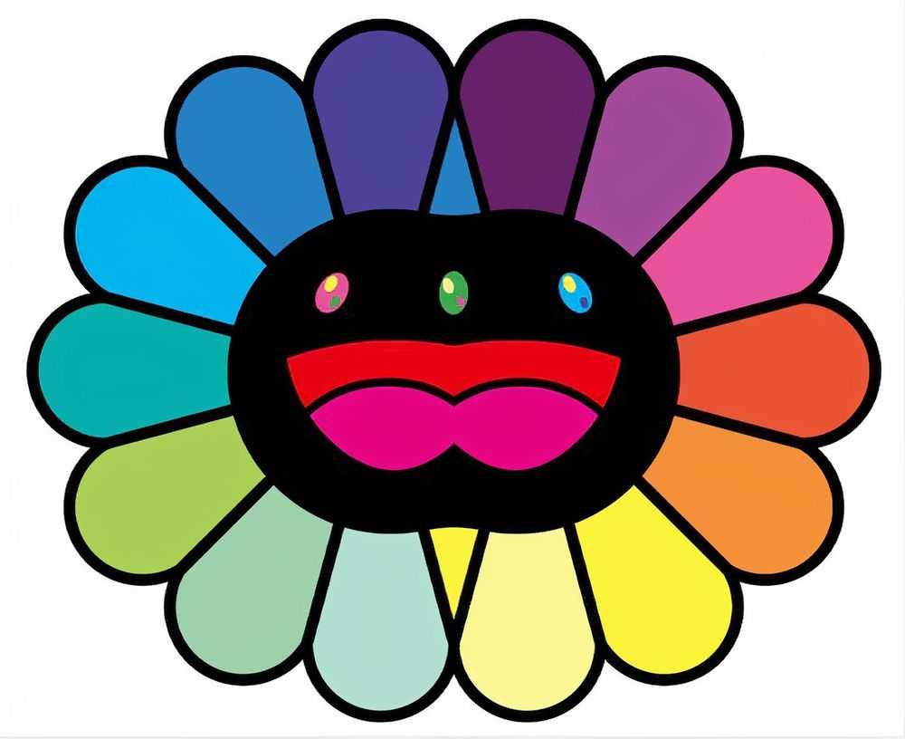 Takashi Murakami, ‘Multicolour Double Face: Black’, 16-05-2020, Print, Silkscreen, Kaikai Kiki Co., Ltd., Numbered
