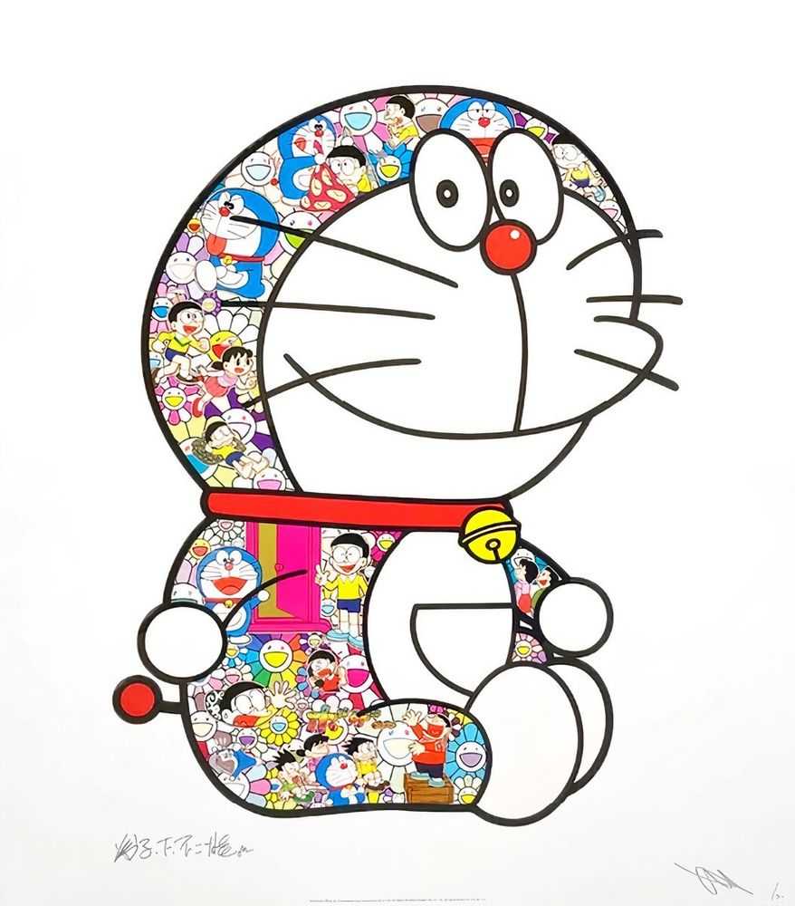 Takashi Murakami, ‘Sitting Doraemon Anywhere Door’, 20-02-2021, Print, Offset print with silver and high gloss varnishing, Kaikai Kiki Co., Ltd., Numbered