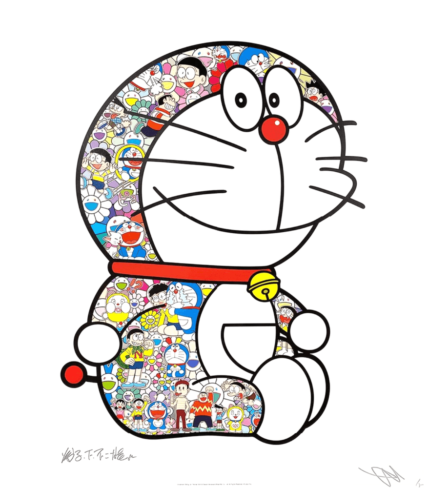 Takashi Murakami, ‘Sitting Doraemon "Ehehe"’, 20-02-2021, Print, Offset print with silver and high gloss varnishing, Kaikai Kiki Co., Ltd., Numbered