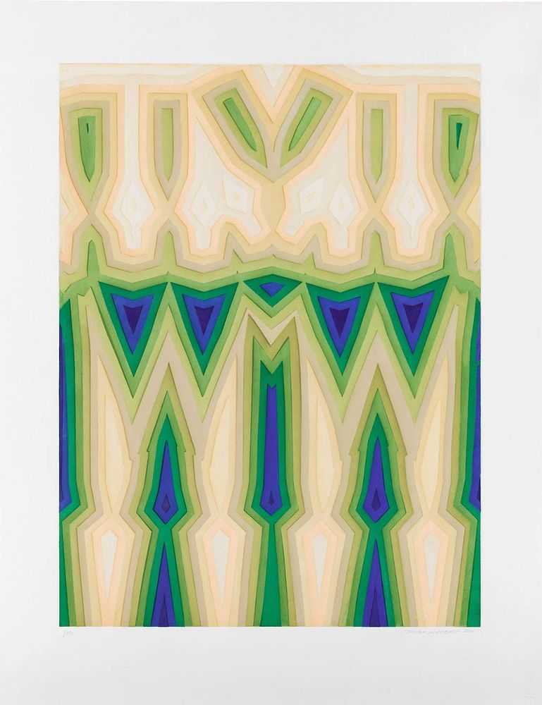 Tauba Auerbach, ‘Fold Slice Topo II’, 2011, Print, Aquatint in colors, on Somerset paper, with full margins, null, Numbered, Dated