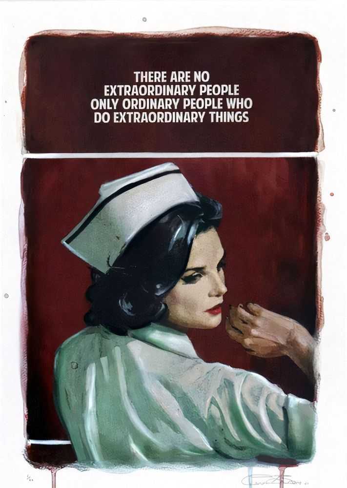 The Connor Brothers, ‘Extraordinary People (Red)’, 2021, Print, Handfinished print with acrylic and oil stick, Self-released, Numbered, Dated, Handfinished