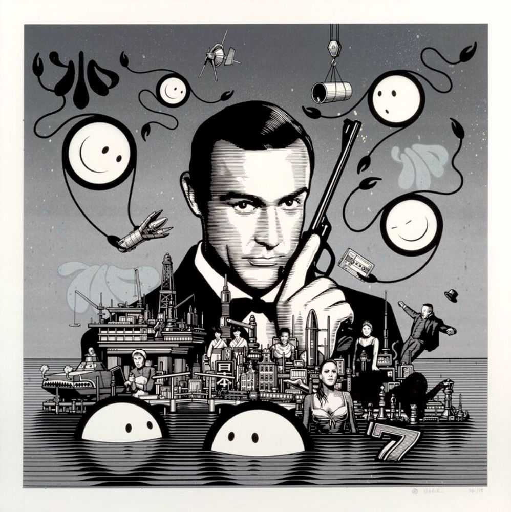 The London Police, ‘Bond at Sea (XL)’, 22-02-2020, Print, 2 colour screen print, with fade & hand embellished background, featuring 24ct Gold & Palladium, on Hahnemuhle 300g paper, Self-released, Numbered