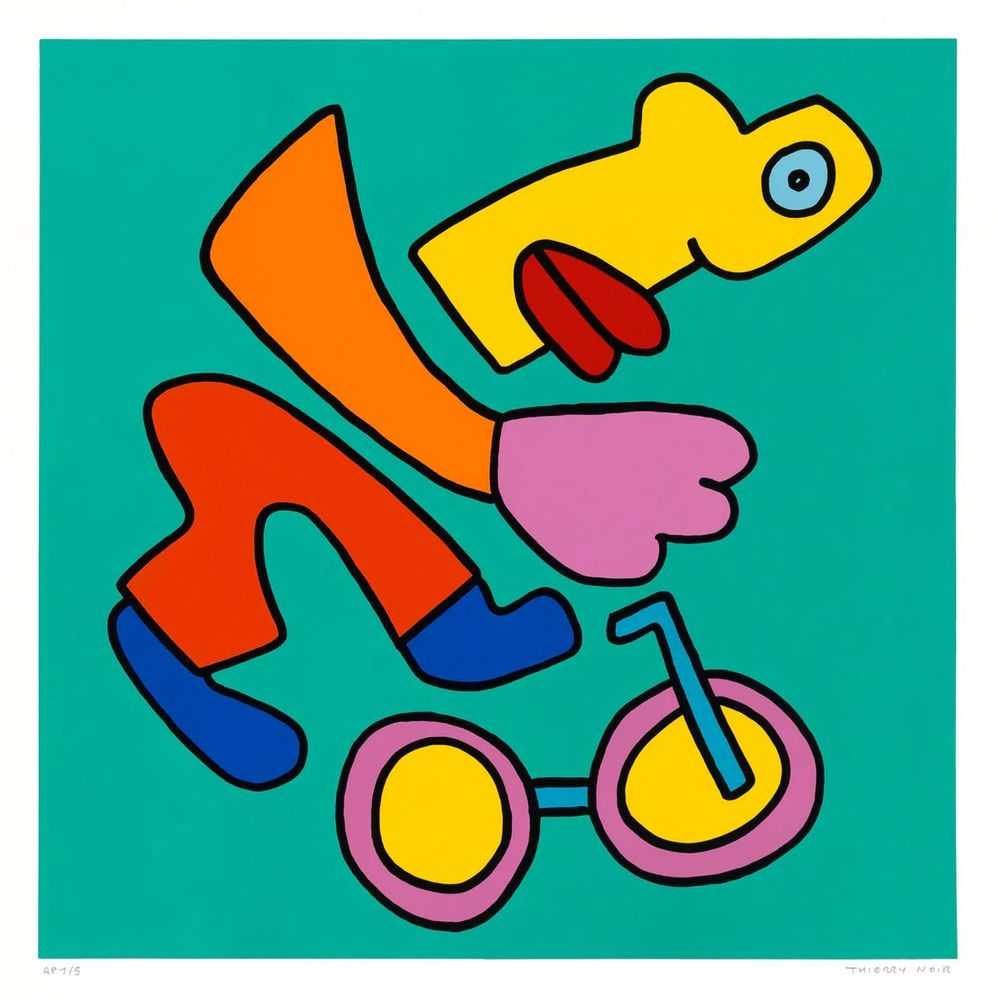 Thierry Noir, ‘BMX Racing (Teal)’, 2024, Print, Screenprint on Somerset 410 GSM Radiant White paper, Phillips Dropshop, Numbered