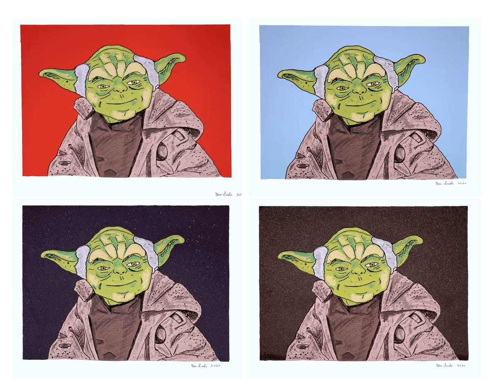 Tom Sachs, ‘There Is No Try, States (Set of 4 Prints)’, 2020, Print, Set of 4 creenprints on paper, silicon carbide, and synthetic diamond powder, Self-released, Numbered