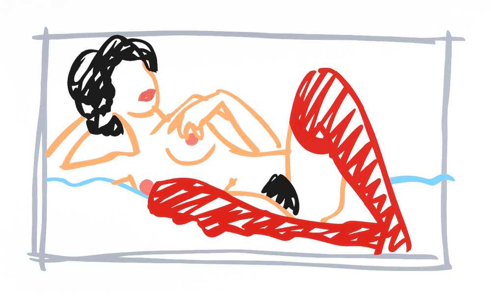 Tom Wesselmann, ‘Fast Sketch Red Stocking Nude’, 1991, Print, Screenprint in colors on Museum Board, International Images, Inc., Numbered