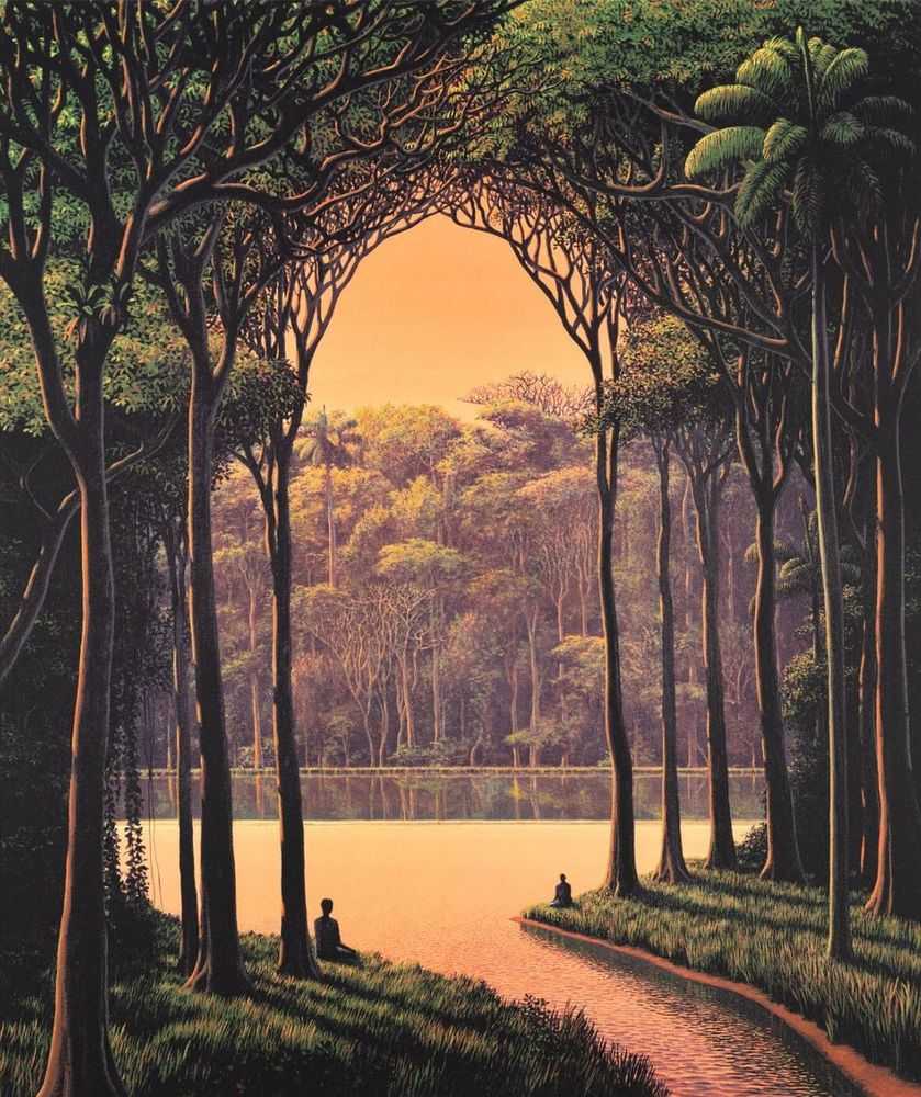Tomas Sanchez, ‘Contemplar Al Otro En Tarde Rosa’, 03-03-2021, Print, 20 colour screenprint on 400gsm Somerset Warm White paper, Avant Arte, Numbered, Dated, Framed